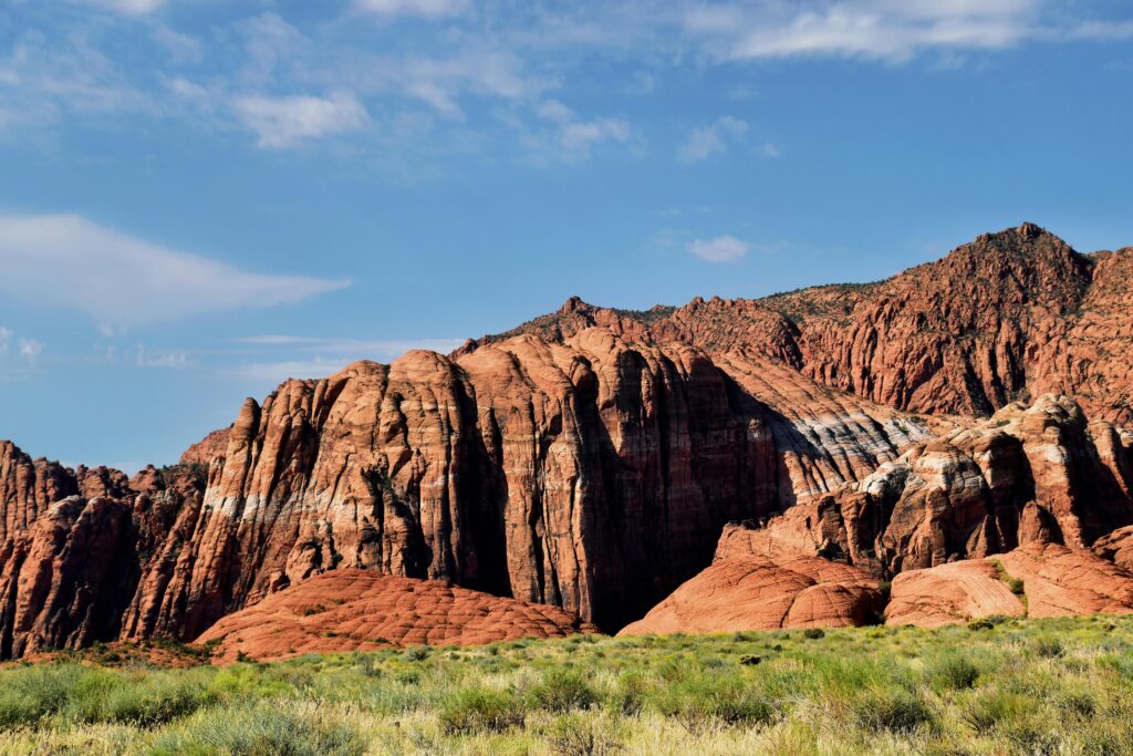 Stunning view of red rock formations at Snow Canyon State Park.